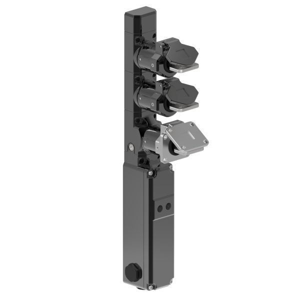Vertical Key Exchange System with Solenoid Controlled Release Key and Lockout Dustcover