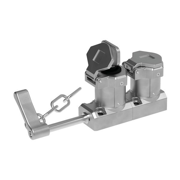 Trapped Key Spring Handle Interlock with Dual Key and Chain
